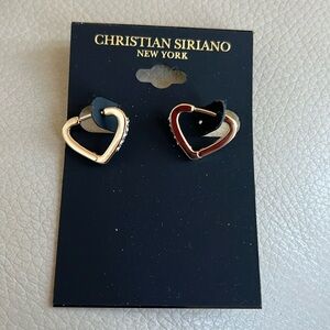 Christian Soriano heart earrings. Cute. Gold tone with crystals. New.